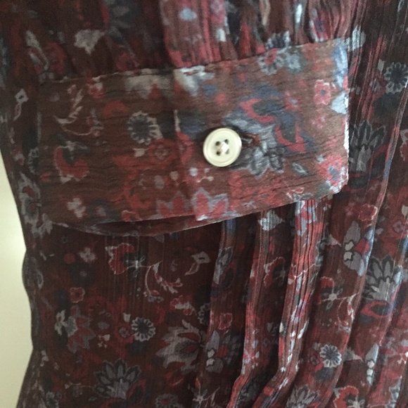 Ruffled Front Floral Purple Blue Long Sleeve Dress - Picture 3 of 7